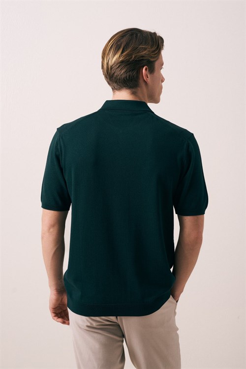 Wholesale Mens Green Knit Polo T-Shirt