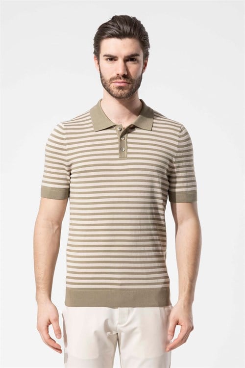 Wholesale Mens Green Knit Polo T-Shirt