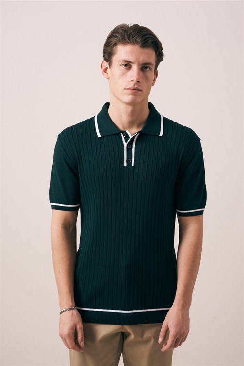 Wholesale Mens Green Knit Polo T-Shirt