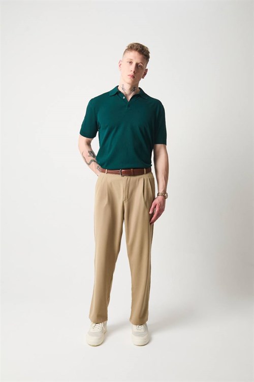 Wholesale Mens Green Knit Polo T-Shirt