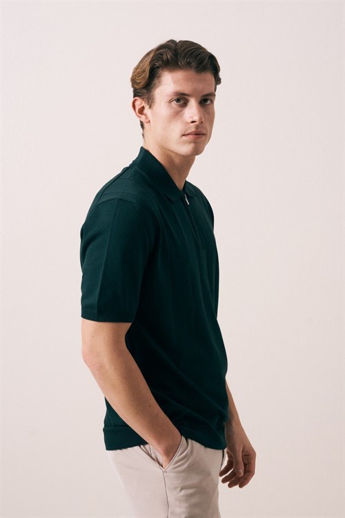 Wholesale Mens Green Knit Polo T-Shirt