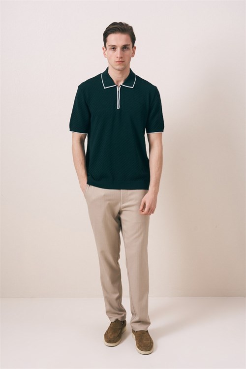 Wholesale Mens Green Knit Polo T-Shirt