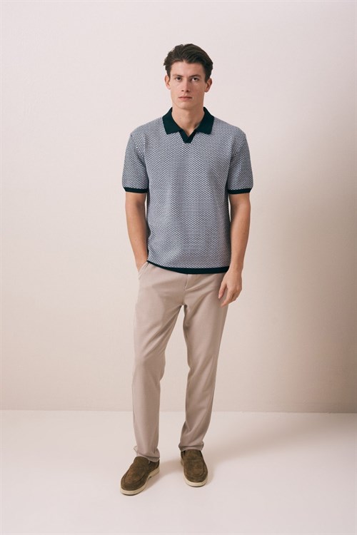 Wholesale Mens Green Knit Polo T-Shirt