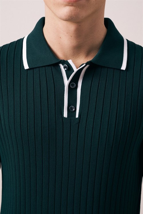 Wholesale Mens Green Knit Polo T-Shirt