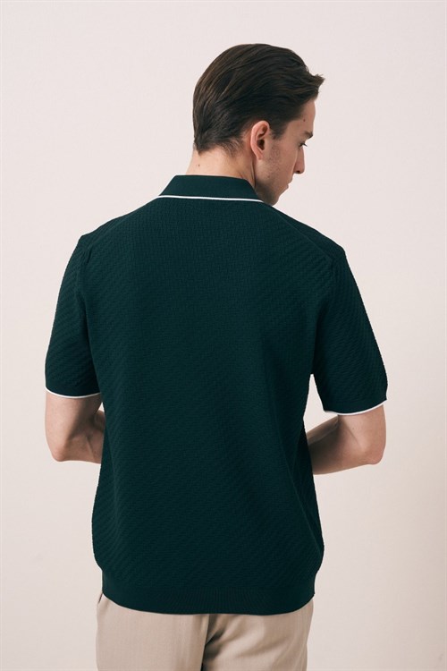 Wholesale Mens Green Knit Polo T-Shirt