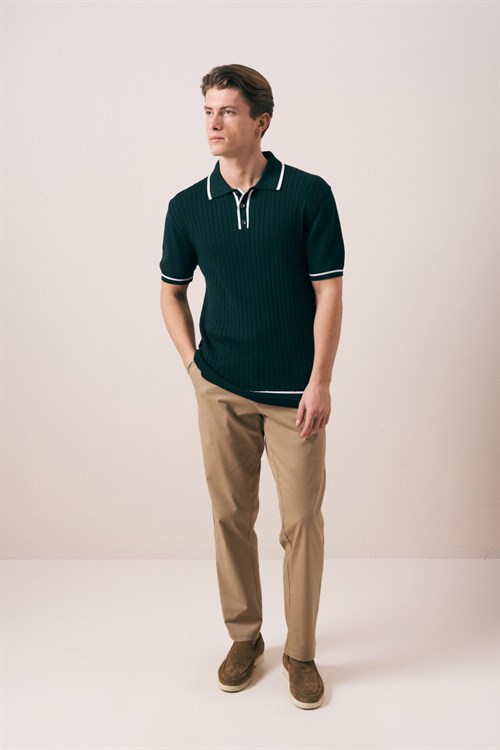 Wholesale Mens Green Knit Polo T-Shirt