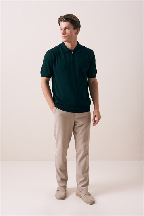 Wholesale Mens Green Knit Polo T-Shirt
