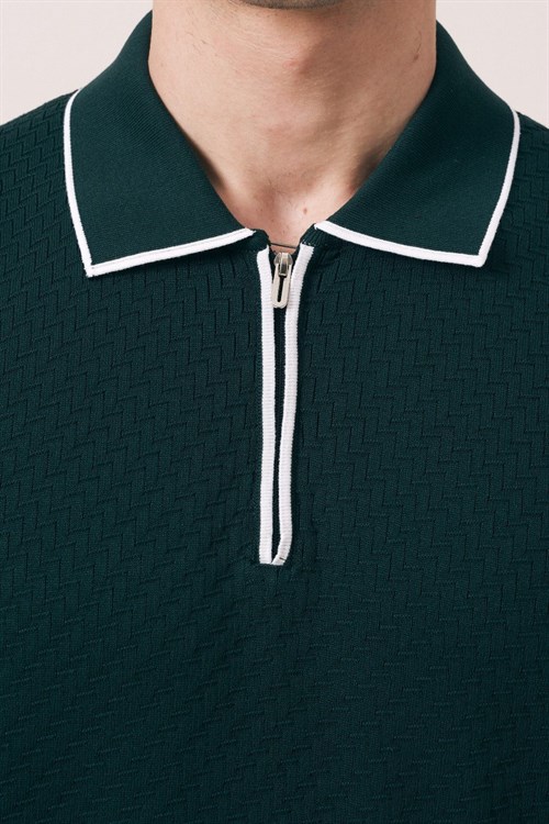 Wholesale Mens Green Knit Polo T-Shirt