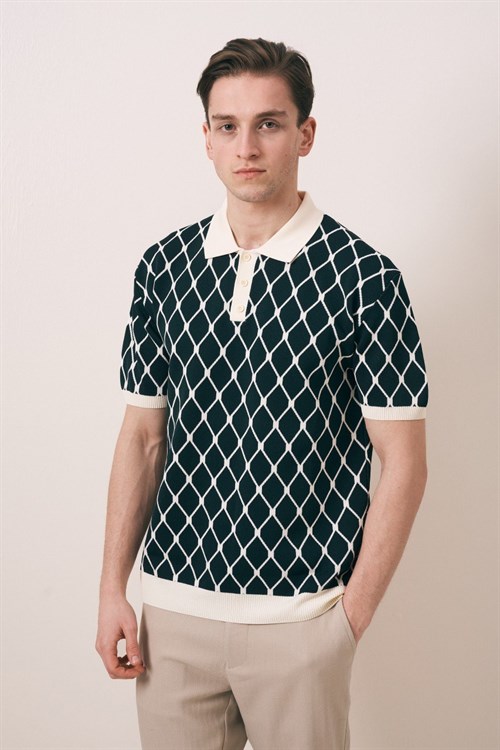 Wholesale Mens Green Knit Polo T-Shirt