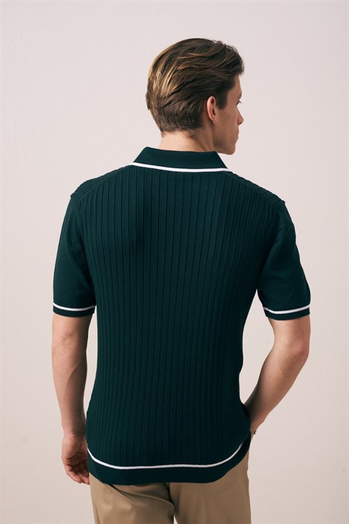 Wholesale Mens Green Knit Polo T-Shirt