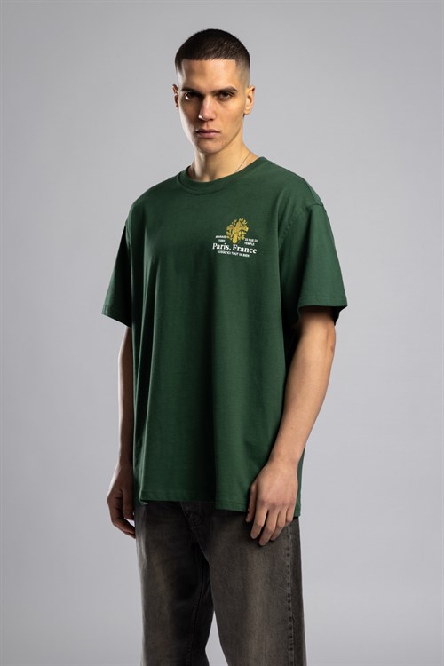Wholesale Mens Green Printed T-shirt