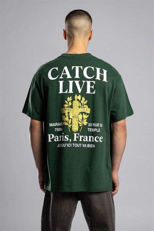 Wholesale Mens Green Printed T-shirt