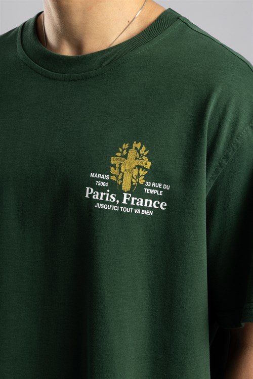Wholesale Mens Green Printed T-shirt