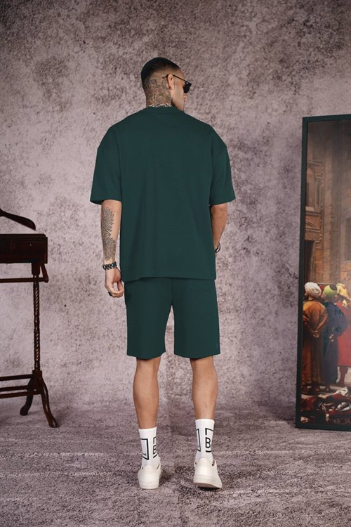 Wholesale Mens Green T-Shirt and Shorts Set