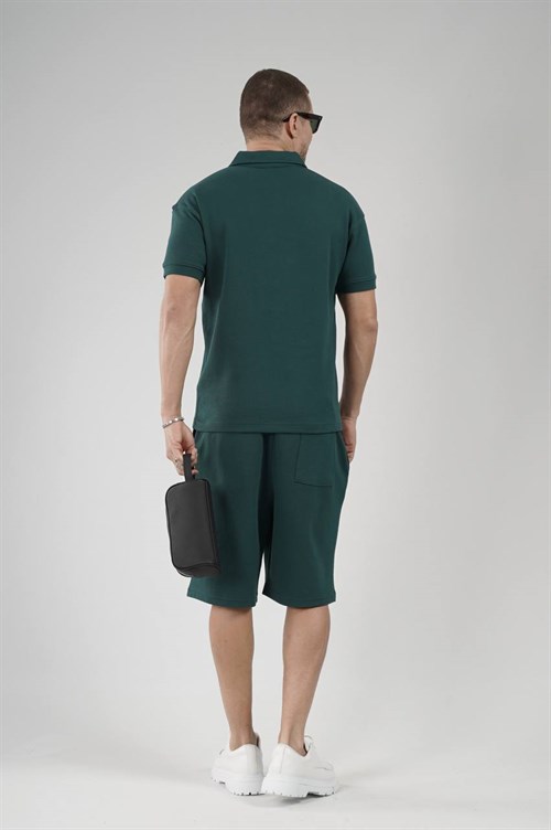 Wholesale Mens Green T-Shirt and Shorts Set