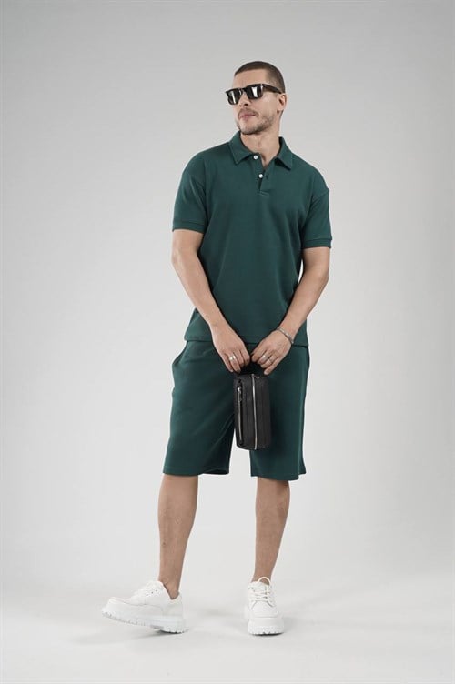 Wholesale Mens Green T-Shirt and Shorts Set