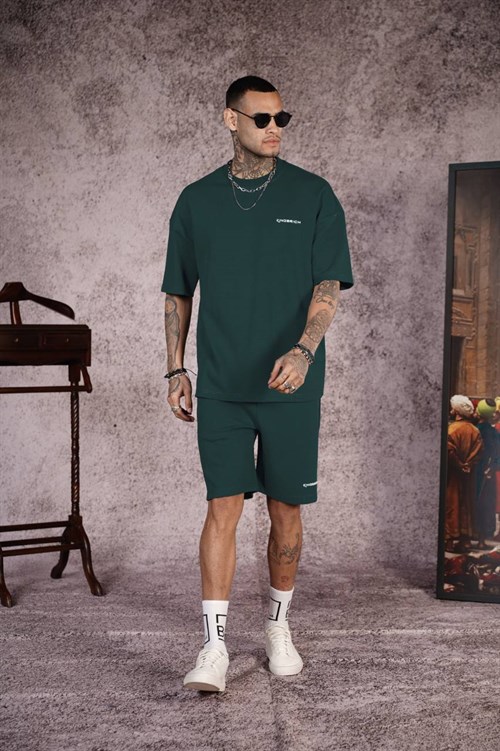 Wholesale Mens Green T-Shirt and Shorts Set