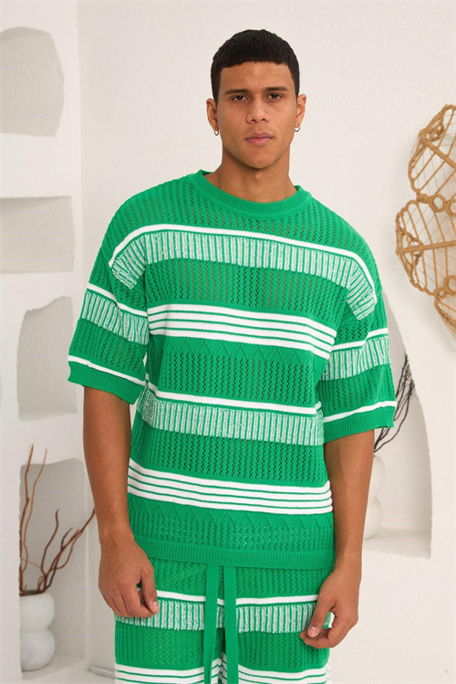 Wholesale Mens Green T-Shirt and Shorts Set