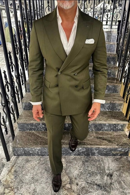 Wholesale Men's Green Two-Piece Suit 1702W26-0516