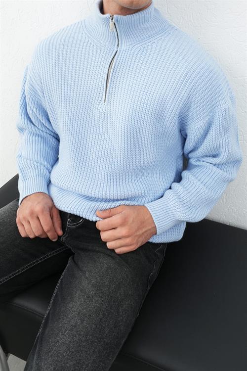 Wholesale Mens Ice Blue Knit Sweater