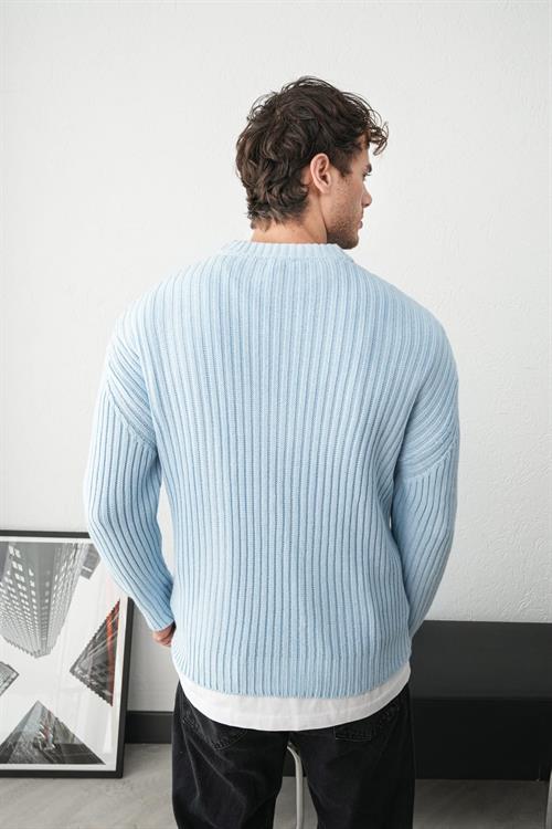 Wholesale Mens Ice Blue Knit Sweater