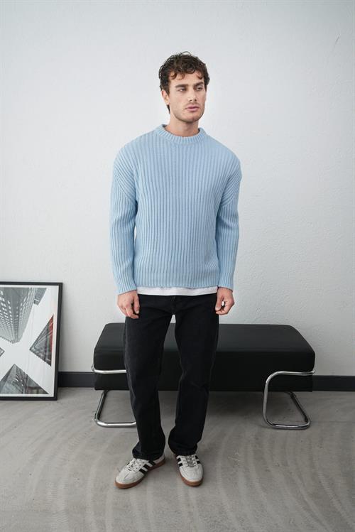 Wholesale Mens Ice Blue Knit Sweater
