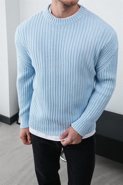 Wholesale Mens Ice Blue Knit Sweater