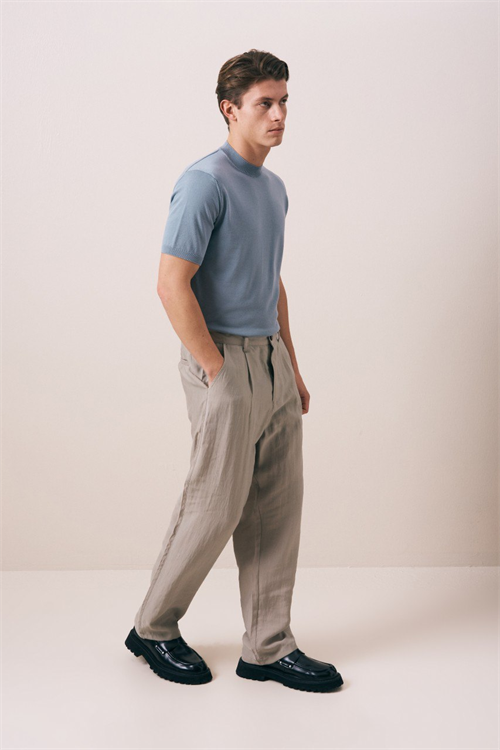 Wholesale Mens Indigo Knit Crew-Neck T-Shirt