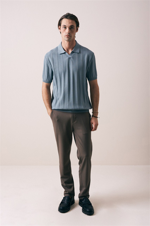 Wholesale Mens Indigo Knit Crew-Neck T-Shirt