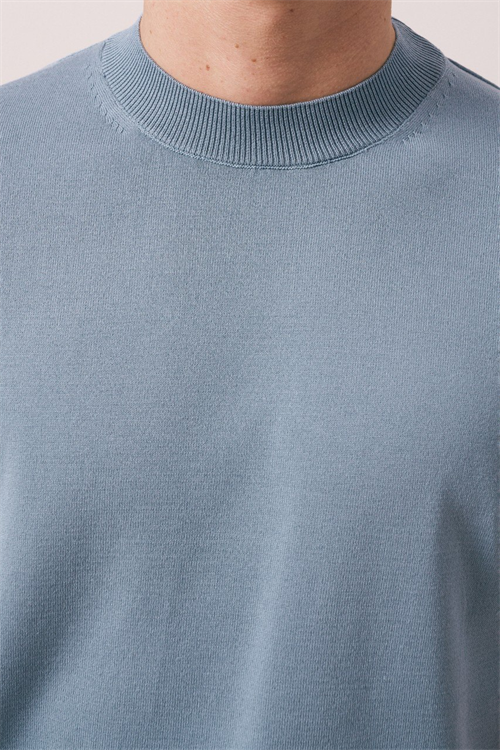 Wholesale Mens Indigo Knit Crew-Neck T-Shirt