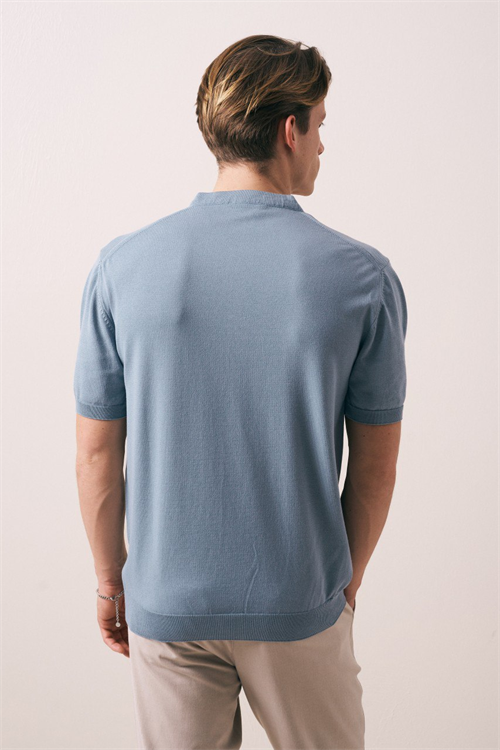 Wholesale Mens Indigo Knit Crew-Neck T-Shirt