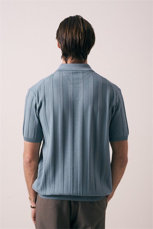 Wholesale Mens Indigo Knit Crew-Neck T-Shirt