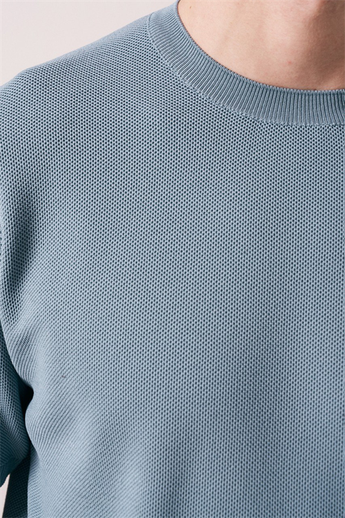 Wholesale Mens Indigo Knit Crew-Neck T-Shirt