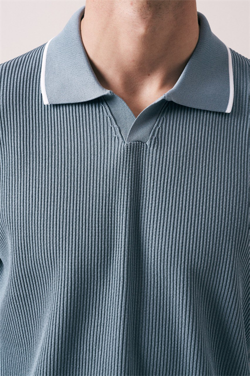 Wholesale Mens Indigo Knit Polo Shirt