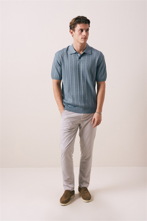 Wholesale Mens Indigo Knit Polo Shirt