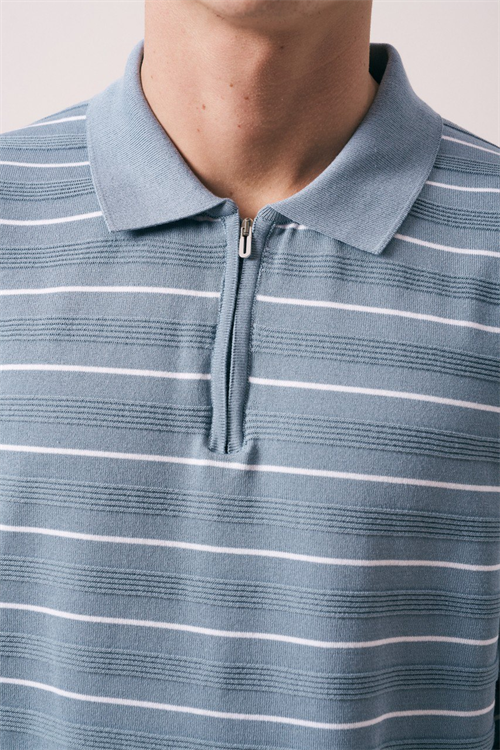 Wholesale Mens Indigo Knit Polo Shirt