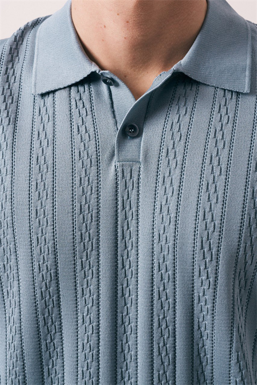 Wholesale Mens Indigo Knit Polo Shirt