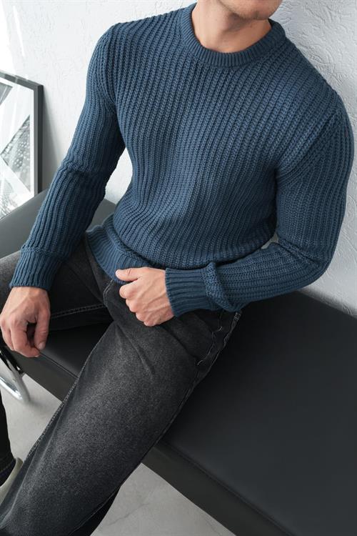 Wholesale Mens Indigo Knit Sweater