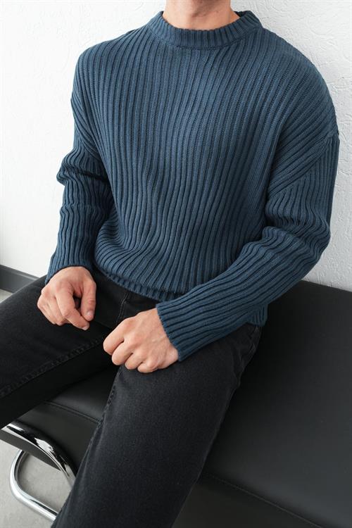Wholesale Mens Indigo Knit Sweater