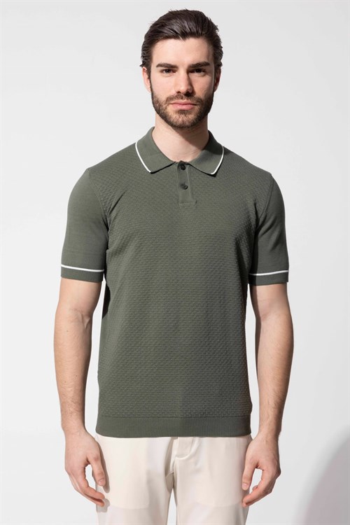 Wholesale Mens Khaki Knit Polo T-Shirt