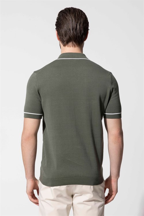 Wholesale Mens Khaki Knit Polo T-Shirt