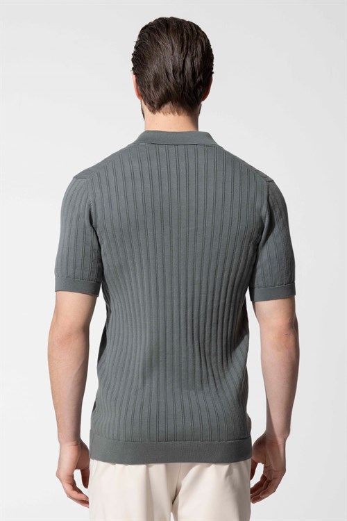 Wholesale Mens Khaki Knit Polo T-Shirt
