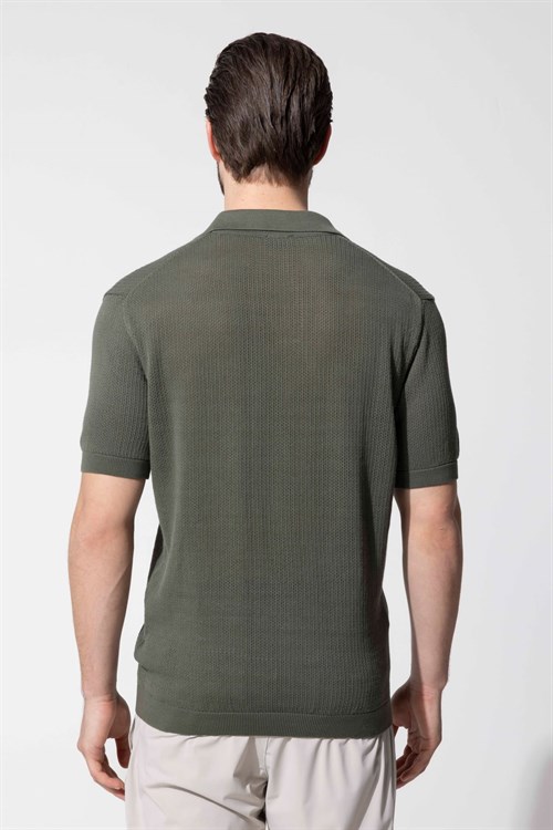 Wholesale Mens Khaki Knit Polo T-Shirt