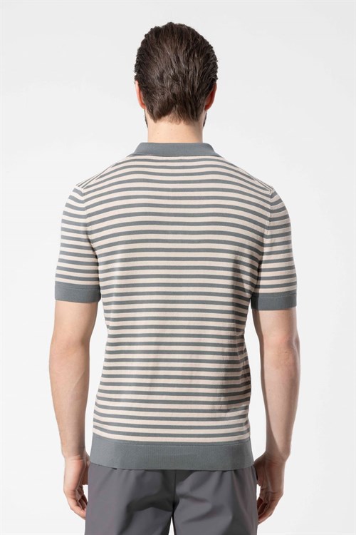 Wholesale Mens Khaki Knit Polo T-Shirt