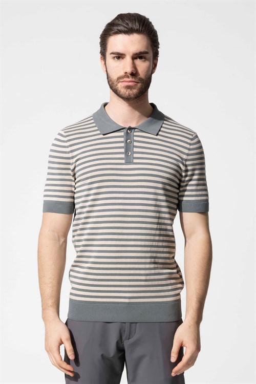 Wholesale Mens Khaki Knit Polo T-Shirt