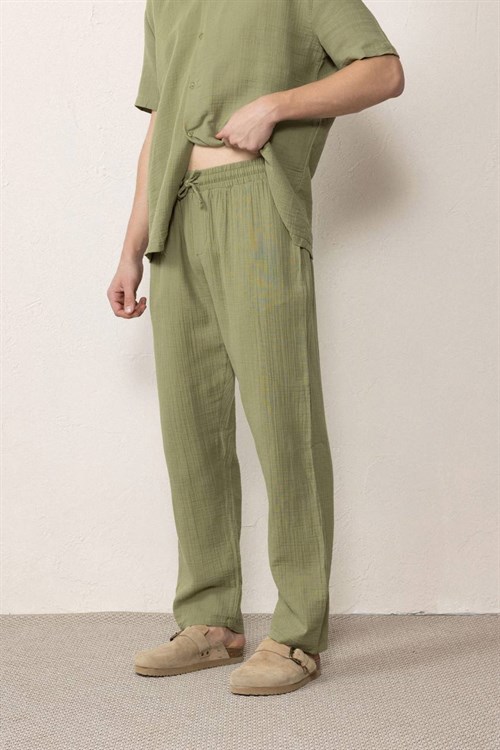 Wholesale Mens Khaki Muslin Baggy Sweatpants