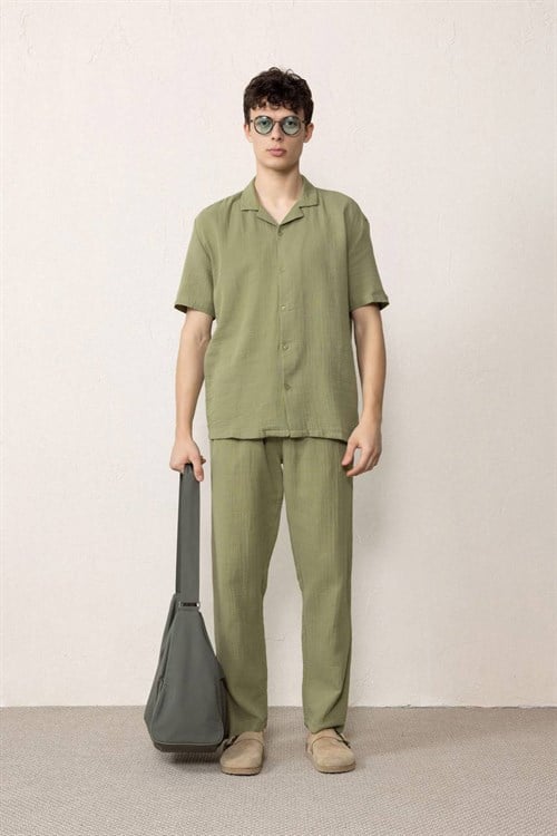 Wholesale Mens Khaki Muslin Baggy Sweatpants