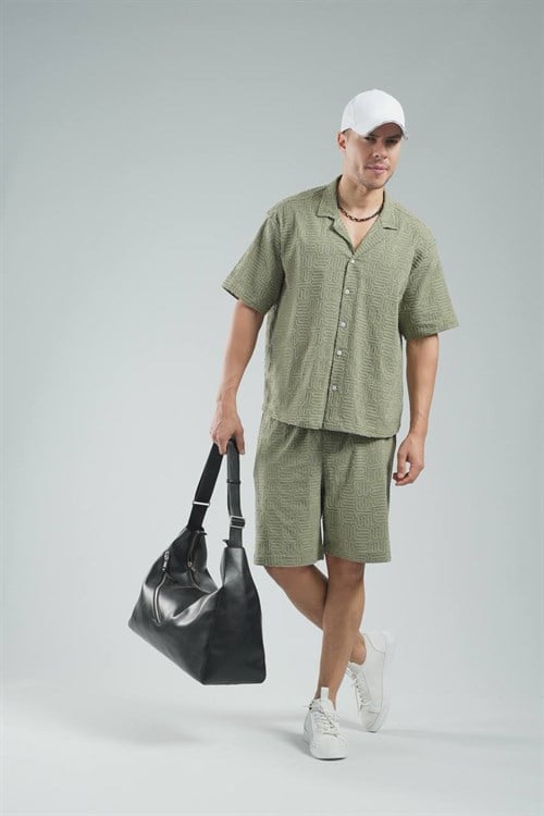 Wholesale Mens Khaki Shirt and Shorts Set