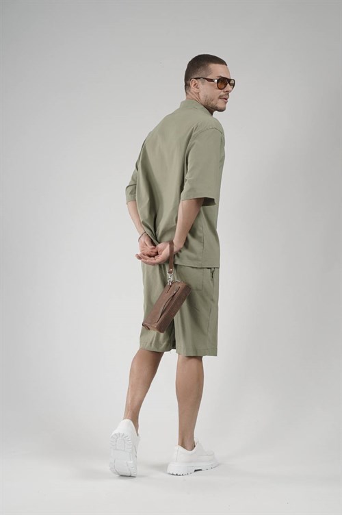 Wholesale Mens Khaki Shirt and Shorts Set