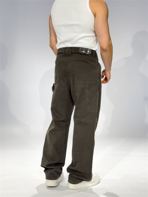 Wholesale Mens Khaki Striped Baggy Jeans